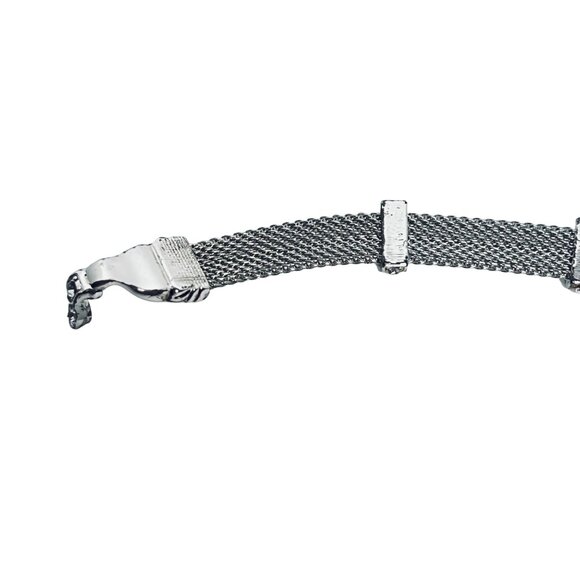 Brighton Silver Tone And Clear Rhinestone Mesh Bracelet (5936) - Picture 9 of 12